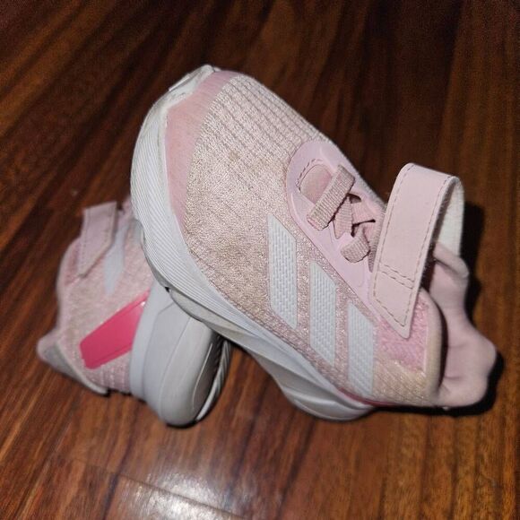 Adidas Pink & White Velcro Sneakers Toddler Size 5 - Picture 4 of 7